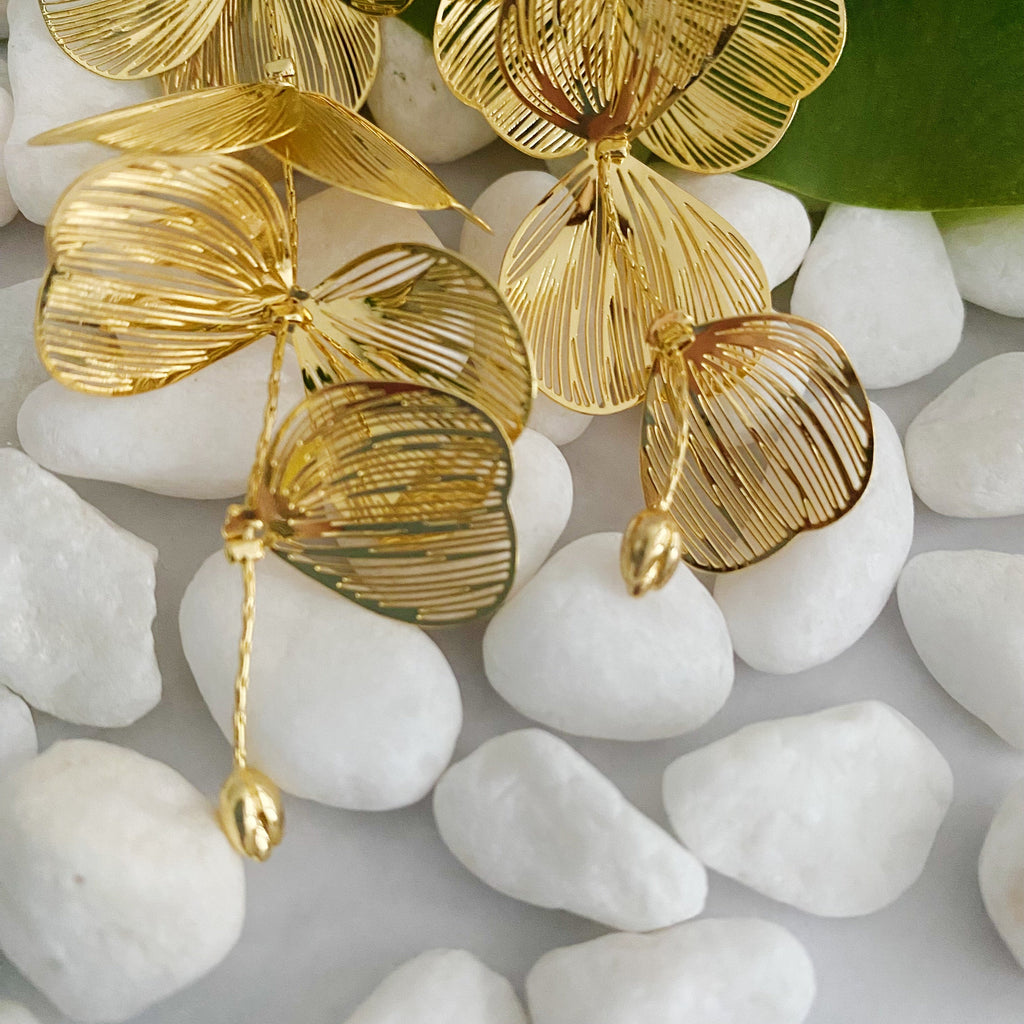 Artful Filigree Flower Drop Earrings-3