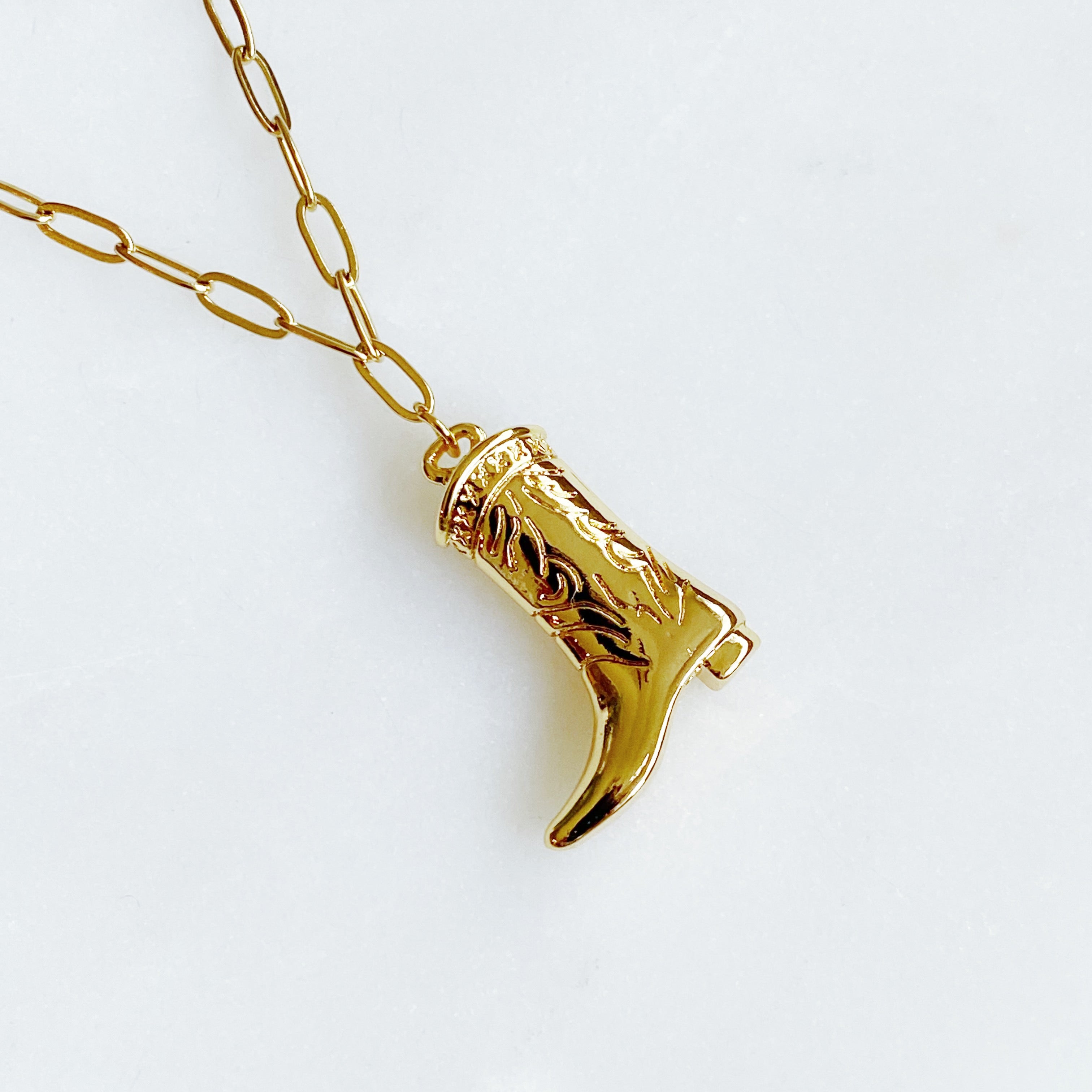 Golden Cowgirl Boot Necklace-3