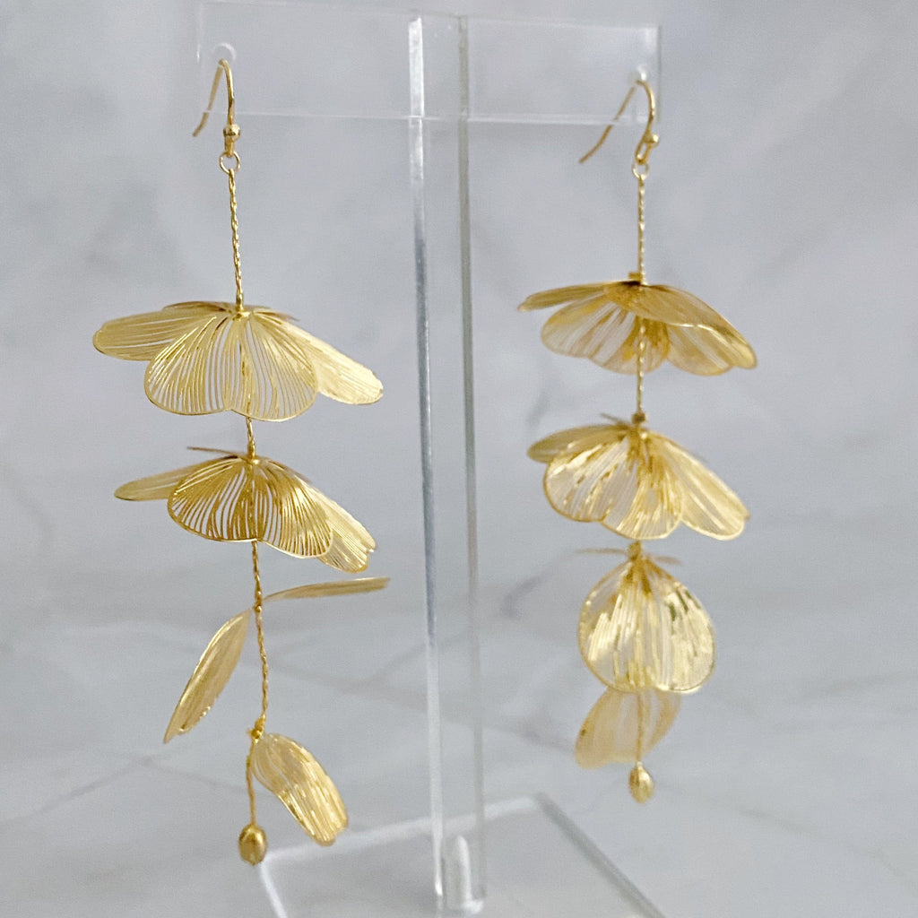 Artful Filigree Flower Drop Earrings-1