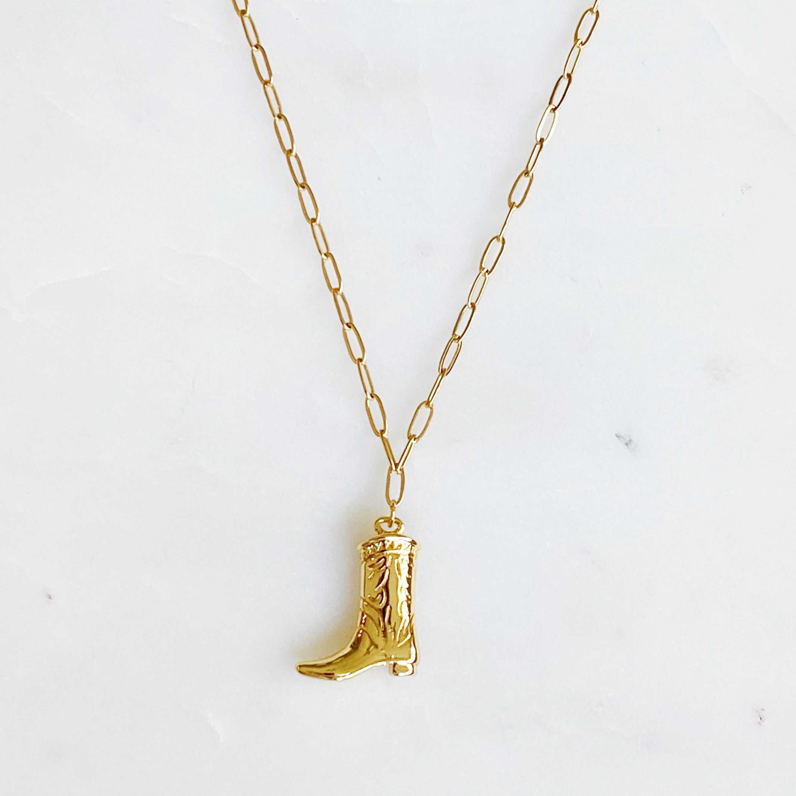 Golden Cowgirl Boot Necklace-0