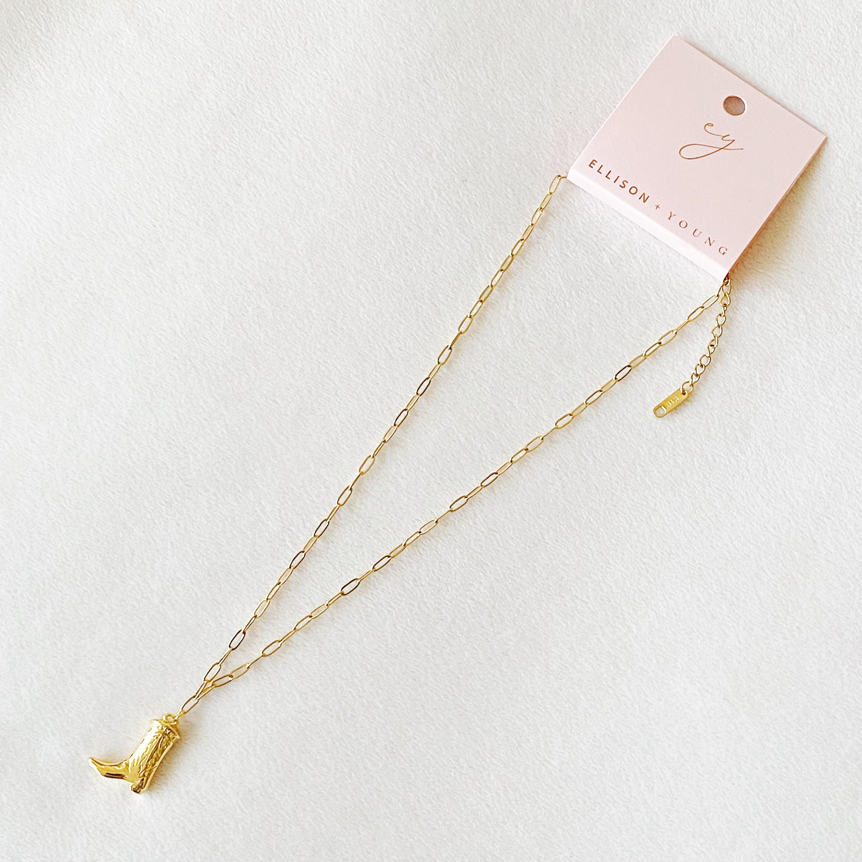 Golden Cowgirl Boot Necklace-4