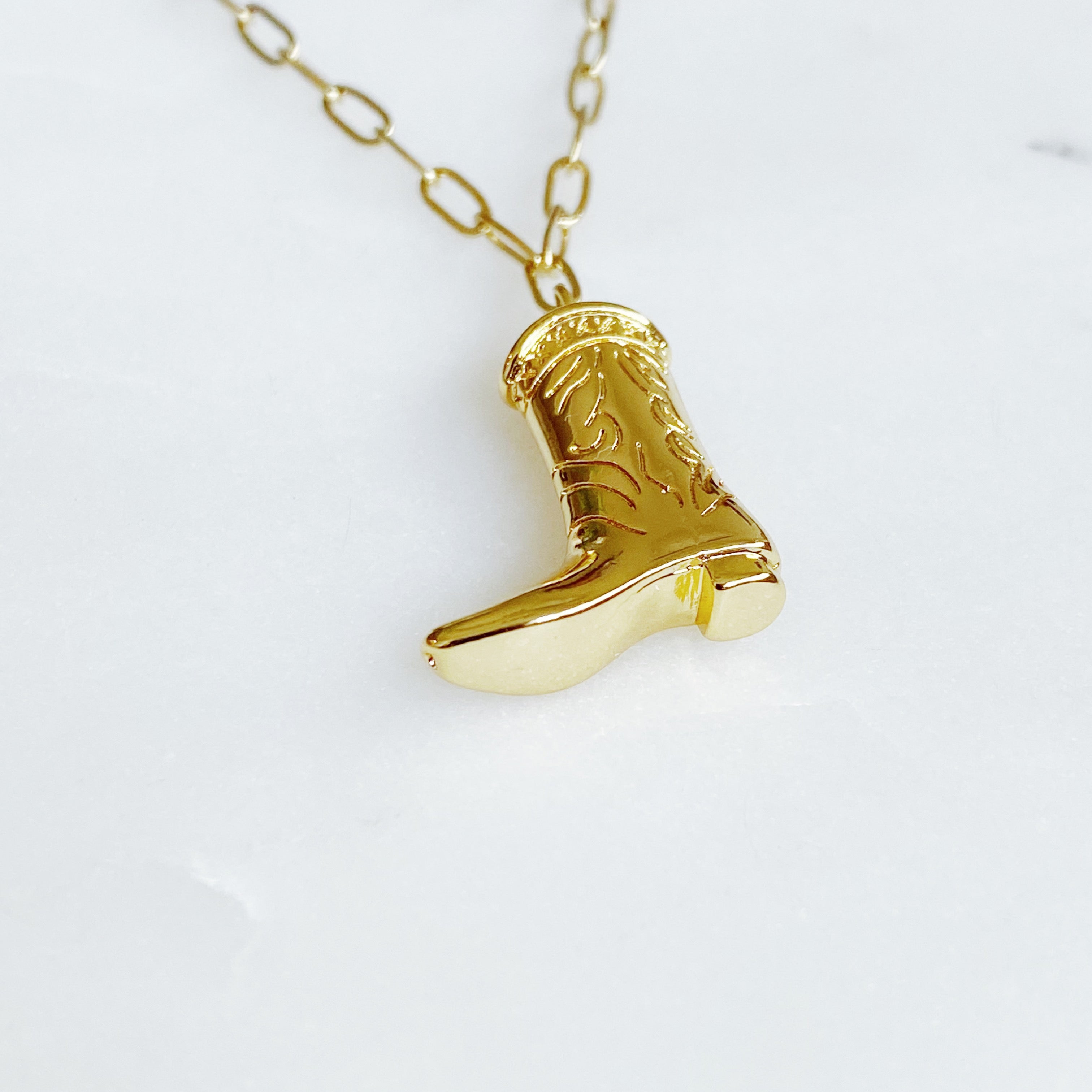 Golden Cowgirl Boot Necklace-2