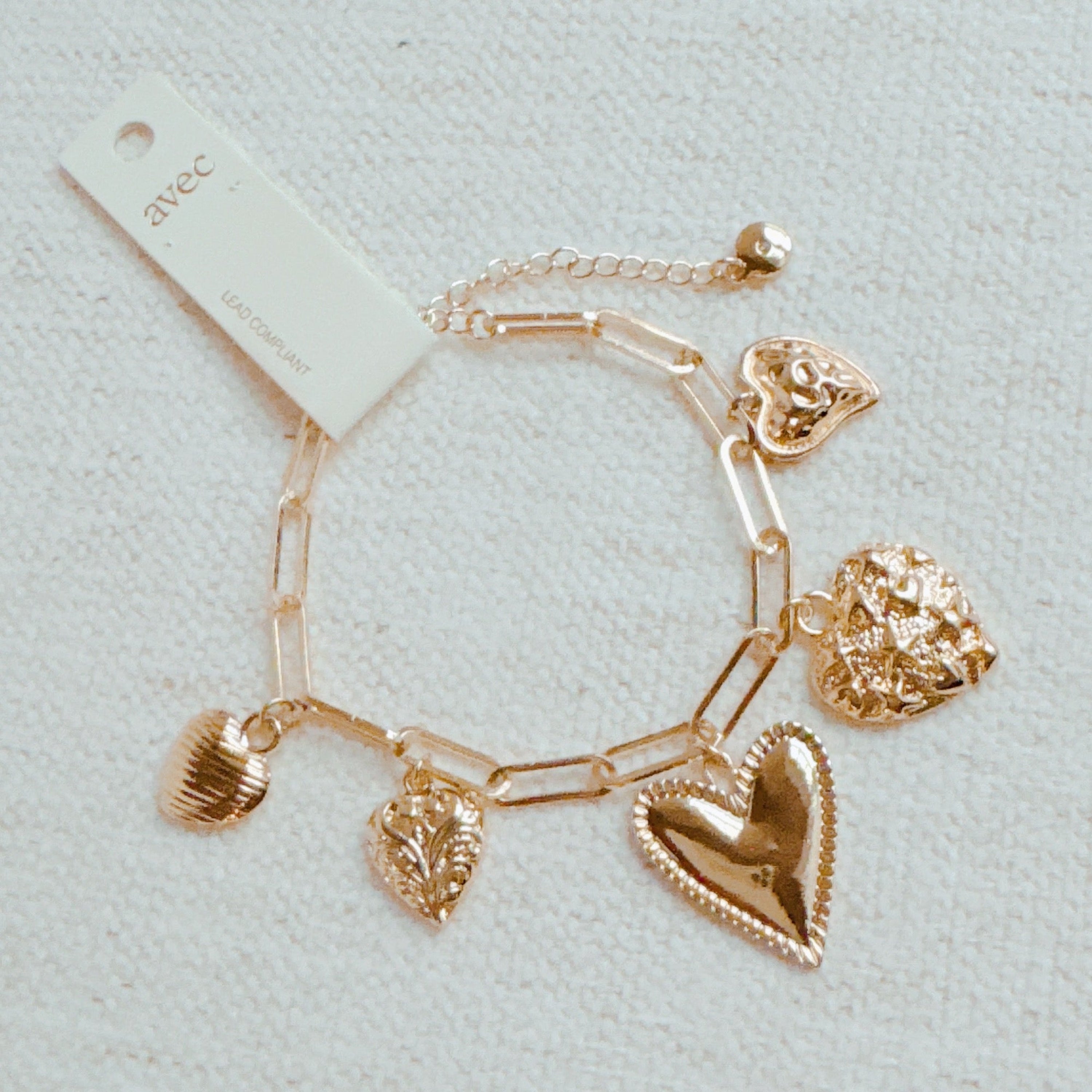 Five Hearts Charm Bracelet-3