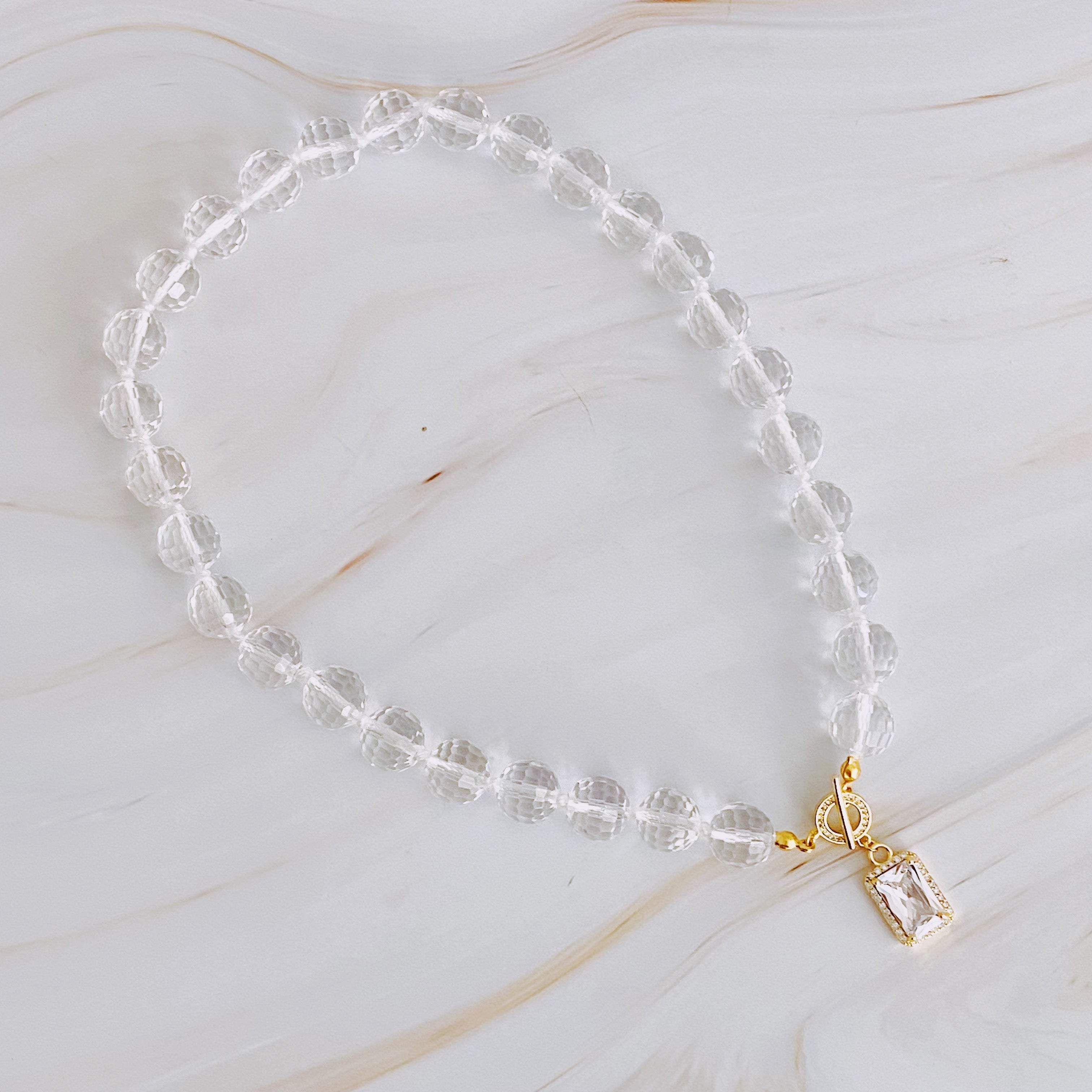 Clear Crystal Ball Chain Necklace-1