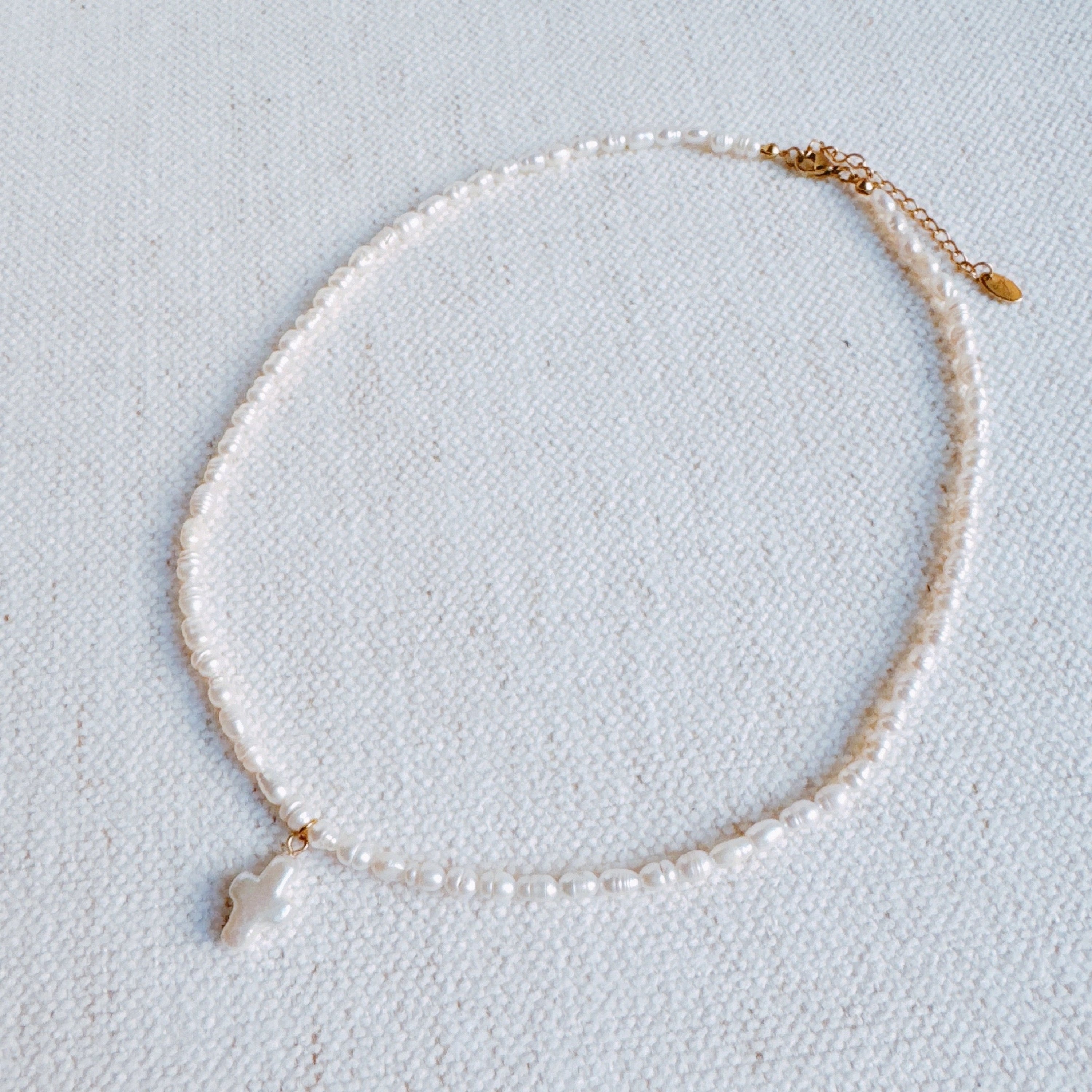 Genuine Freshwater Pearl Cross Necklace-1