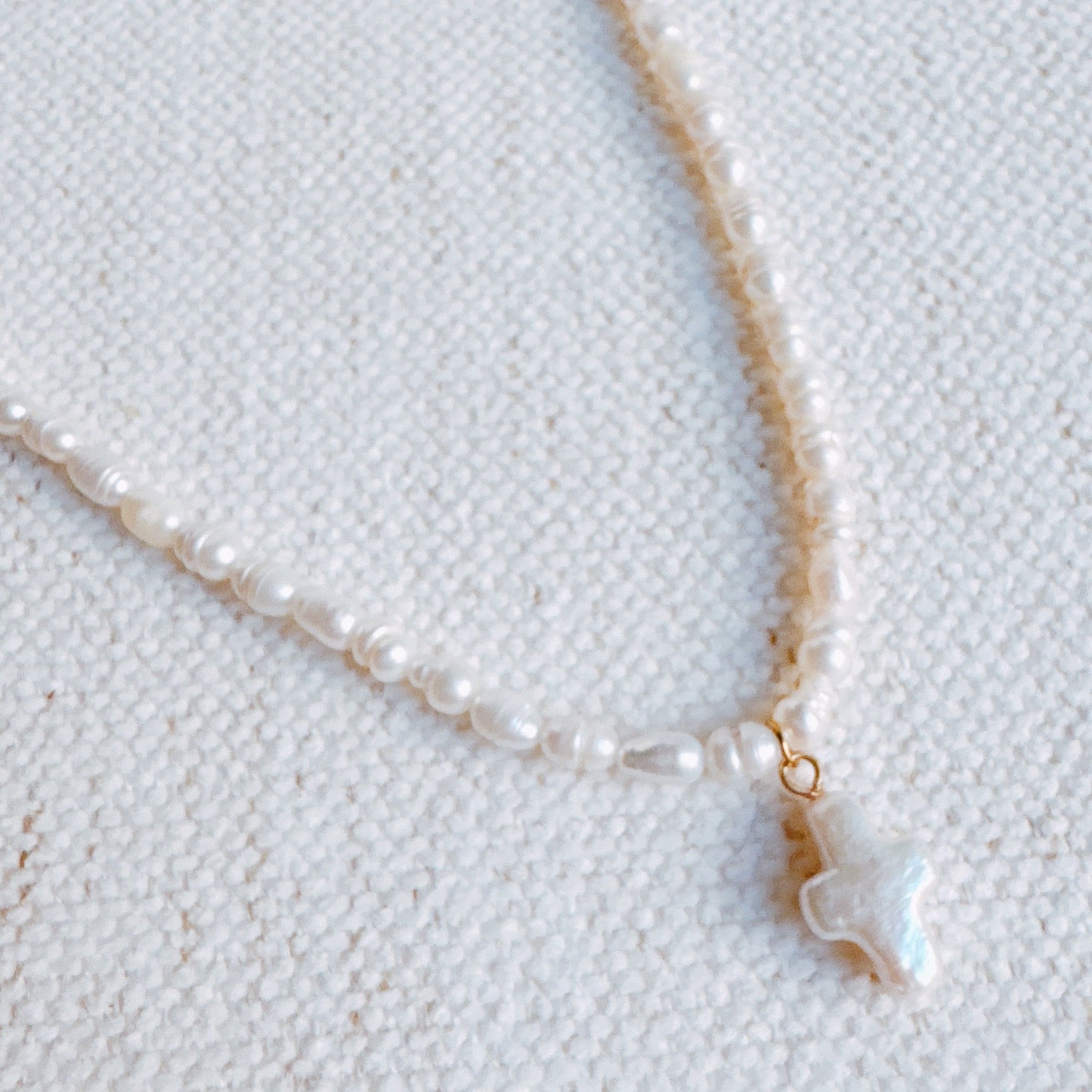 Genuine Freshwater Pearl Cross Necklace-0